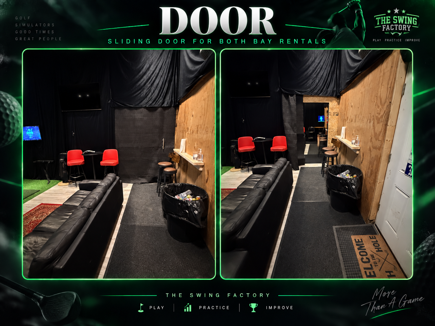 Sliding door at The Swing Factory